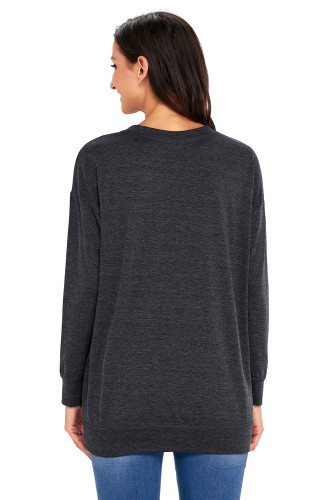 Black Casual Pocket Style Long Sleeve Sweatshirt