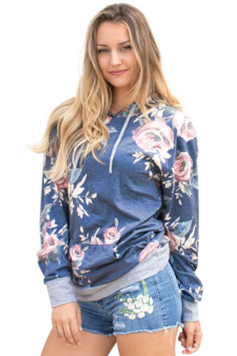 Blue Floral Summer Hoodie