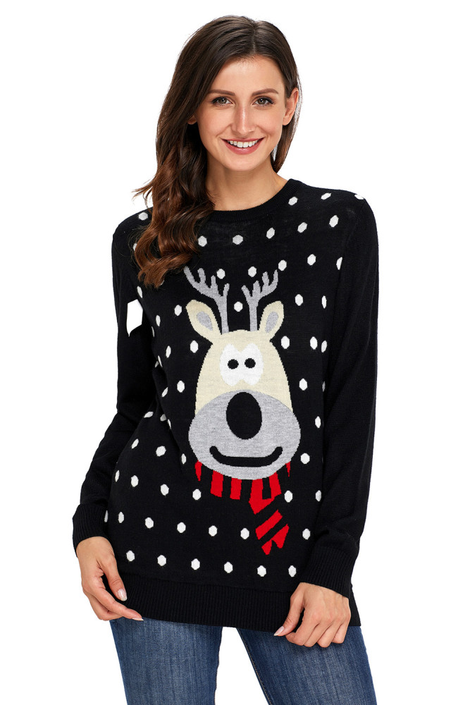 Black Christmas Reindeer Sweater
