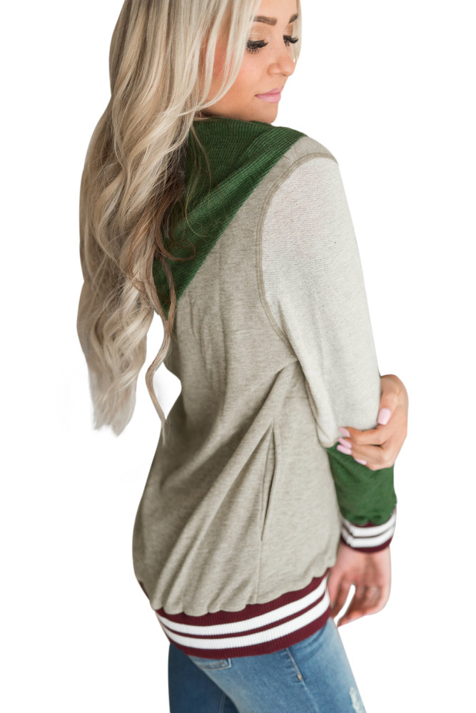 Varsity Striped Oatmeal Colorblock Hoodie