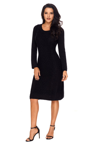 Black Womens Hand Knitted Sweater Dress