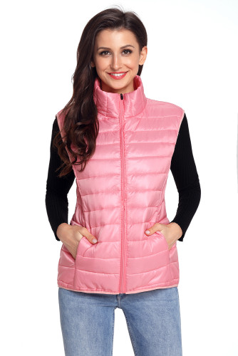 Pink Quilted Cotton Down Vest
