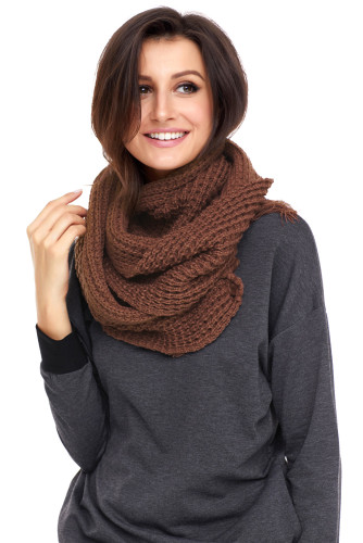 Brown Cozy Chunky Knit Tassel Scarf