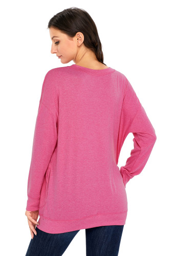 Pink Casual Pocket Style Long Sleeve Sweatshirt
