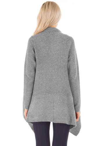 Gray Waterfall Long Sleeve Sweater Cardigan