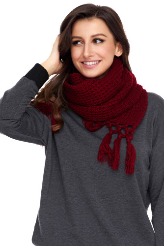 Burgundy Cozy Chunky Knit Tassel Scarf