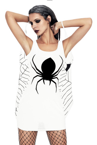 White Jersey Dress Spiderweb Cosplay Costume