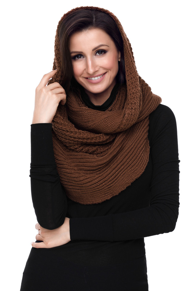 Brown Cable Knit Chunky Scarf