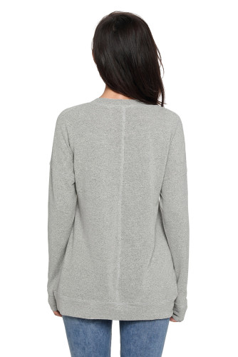 Gray Womens Sequin Christmas Reindeer Top