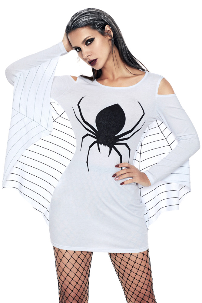 White Spiderweb Jersey Tunic Dress