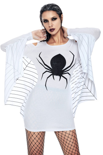 White Spiderweb Jersey Tunic Dress