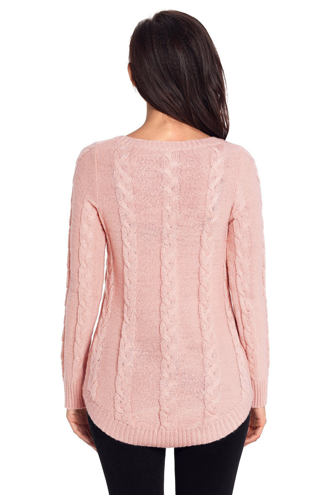 Pink Cable Knit Fall Winter Sweater