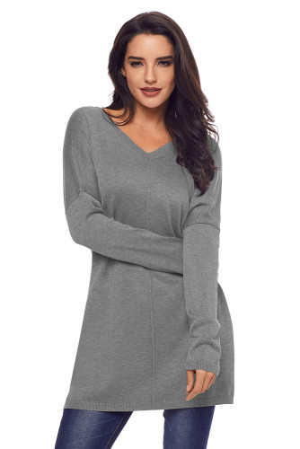 Gray Soft V Neck Sweater
