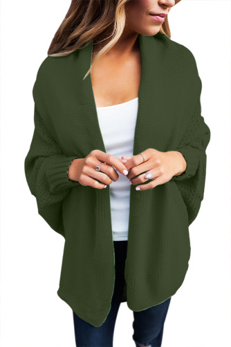 Olive Chunky Knit Open Front Dolman Cardigan