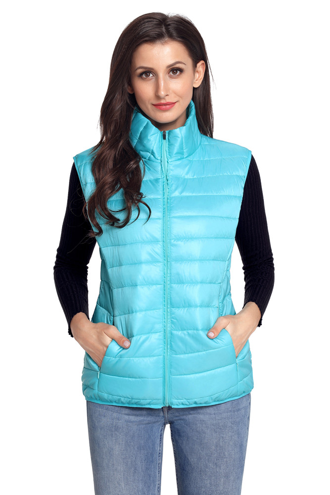 Turquoise Quilted Cotton Down Vest