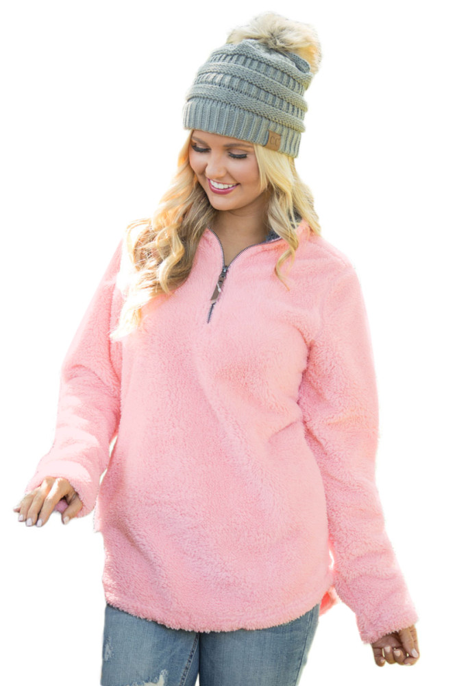 Pink Zipped Pullover Fleece Outfit