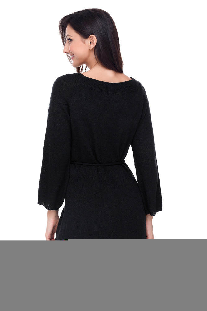 Black Off The Shoulder Knit Sweater Dress