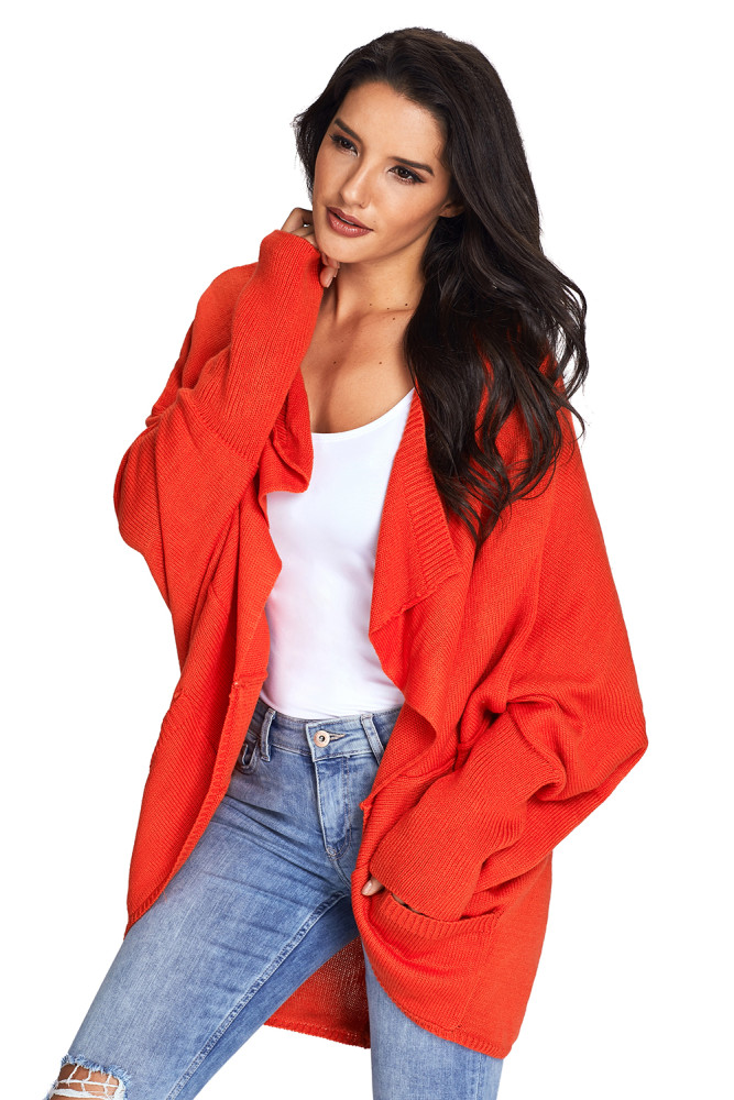 Brick Dolman Sleeve Knit Cardigan with Pocket