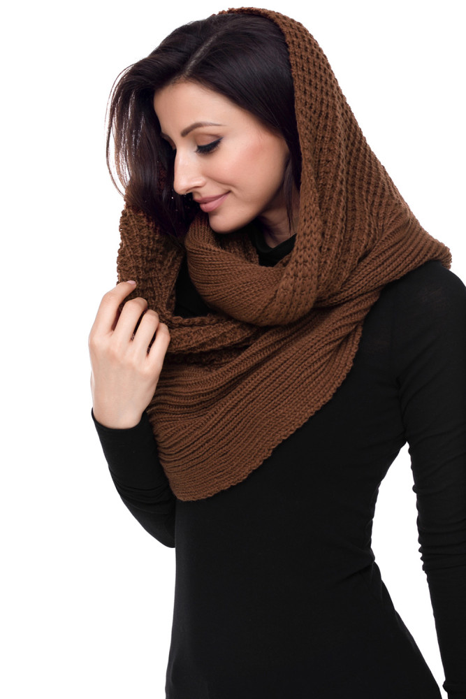 Brown Cable Knit Chunky Scarf