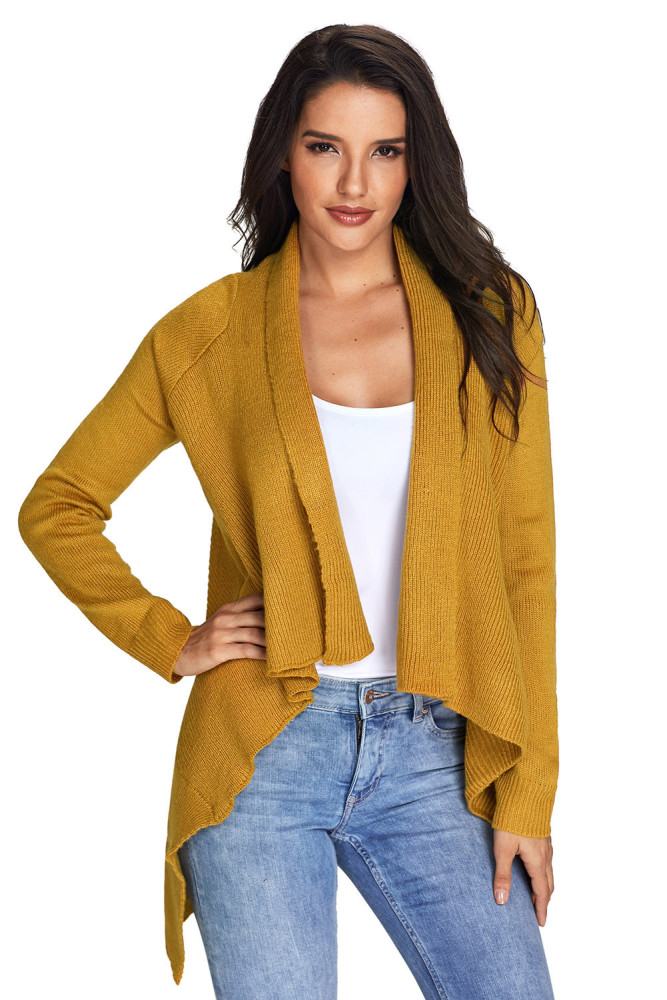 Mustard Waterfall Long Sleeve Sweater Cardigan