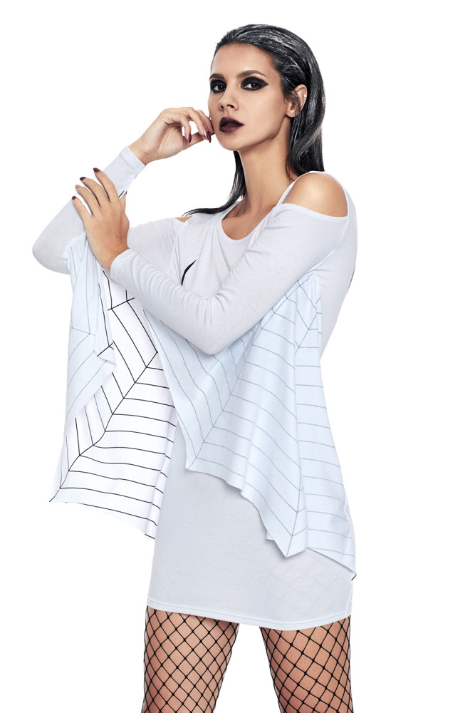 White Spiderweb Jersey Tunic Dress