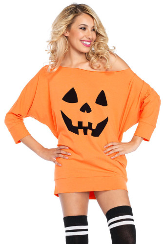 Halloween Pumpkin Mini Jersey Dress