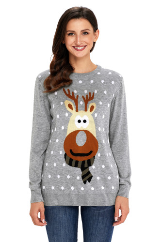 Grey Christmas Reindeer Sweater