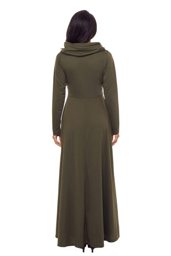 Olive Cow Neck Long Sleeve Maxi Dress