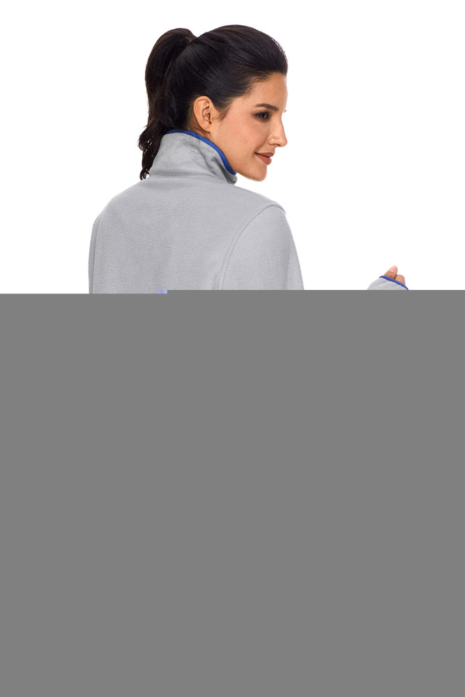 Gray Stand Collar Buttons Fleece Pullover Top