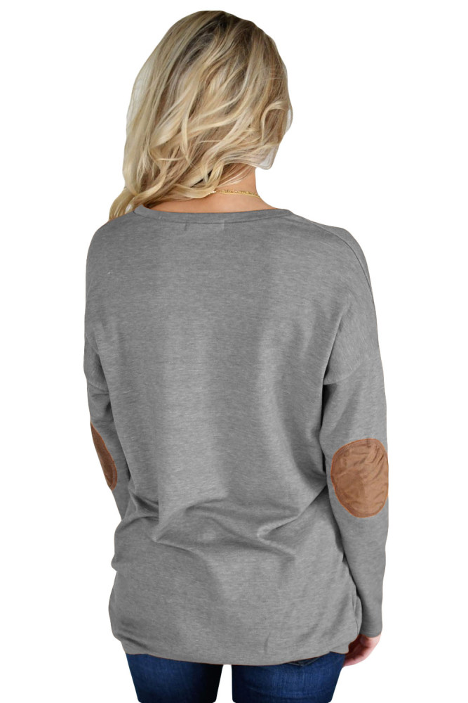 Gray Elbow Patch Sweatshirt