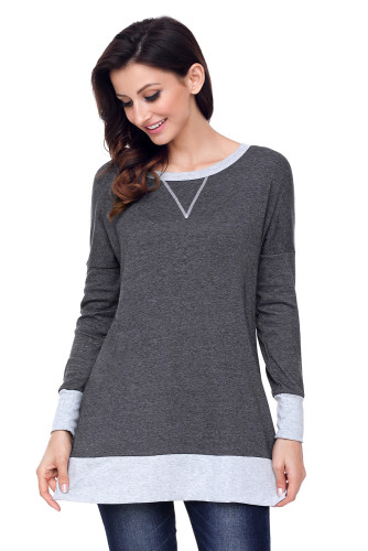 Charcoal Side Pocket Elbow Patch Colorblock Tunic