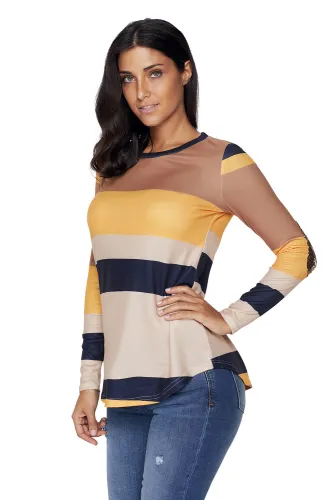 Mustard Color Block Top with Sequin Elbow Patches