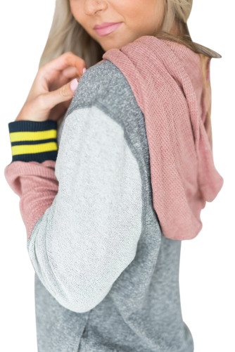 Varsity Striped Grey Colorblock Hoodie