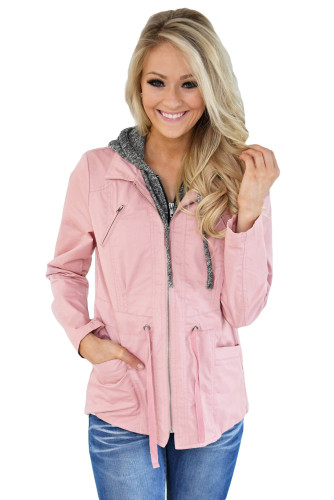 Contrast Hooded Mauve Hiking Jacket
