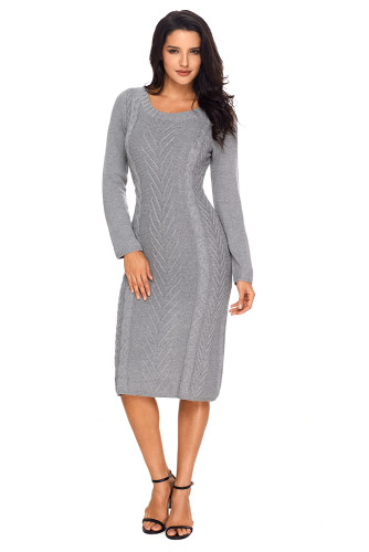 Gray Womens Hand Knitted Sweater Dress