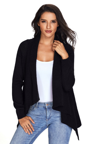 Black Waterfall Long Sleeve Sweater Cardigan