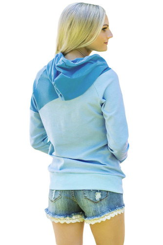 Blue Duotone Chic Hooded Sweatshirt