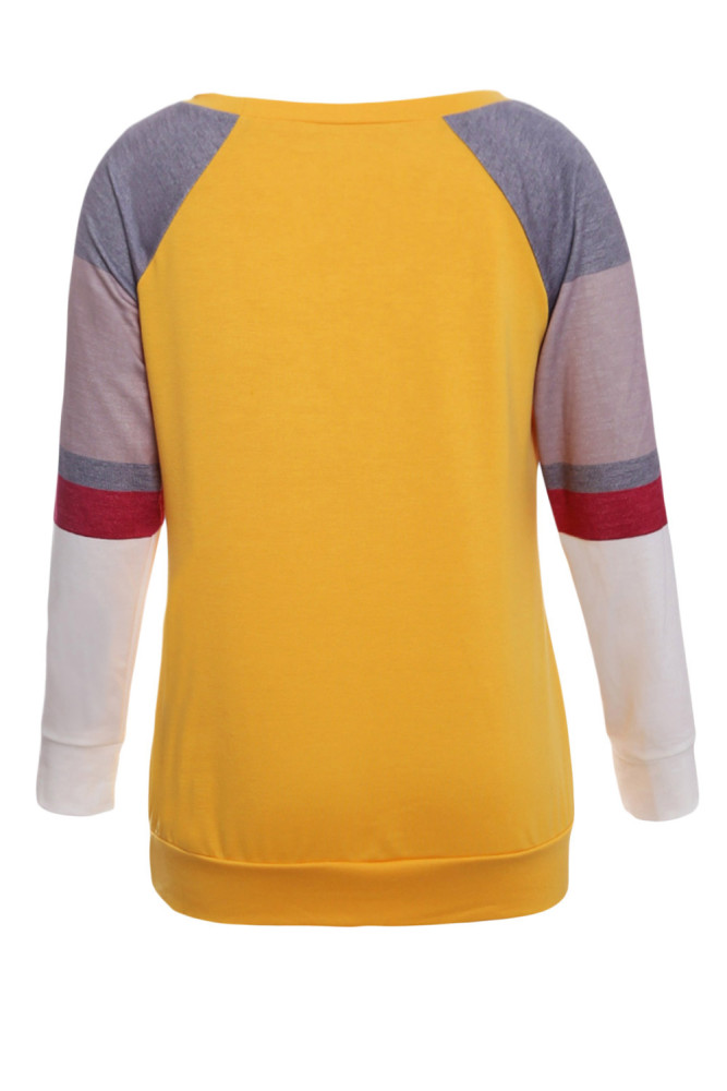 Multicolor Long Sleeve Yellow Sweatshirt