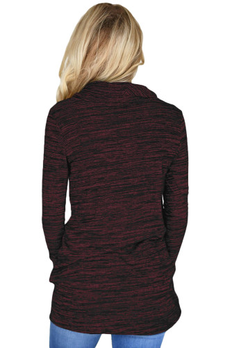 Heather Burgundy Cozy Cowl Neck Drawstring Sweatshirt