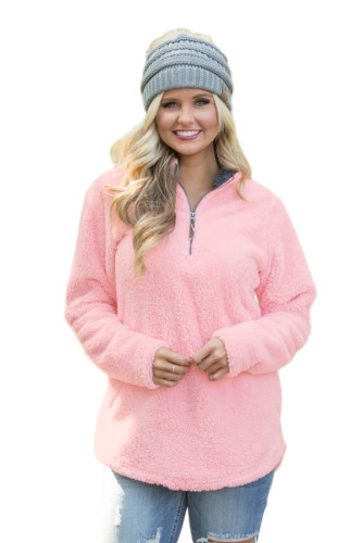 Pink Zipped Pullover Fleece Outfit