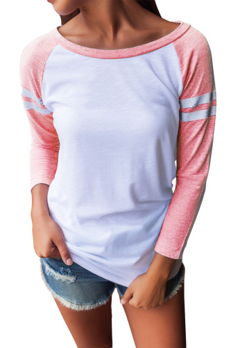 Versity Stripe Red Raglan Sleeve Baseball Top