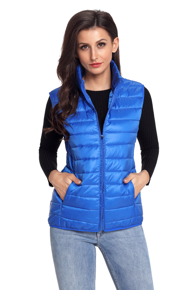 Royal Blue Quilted Cotton Down Vest
