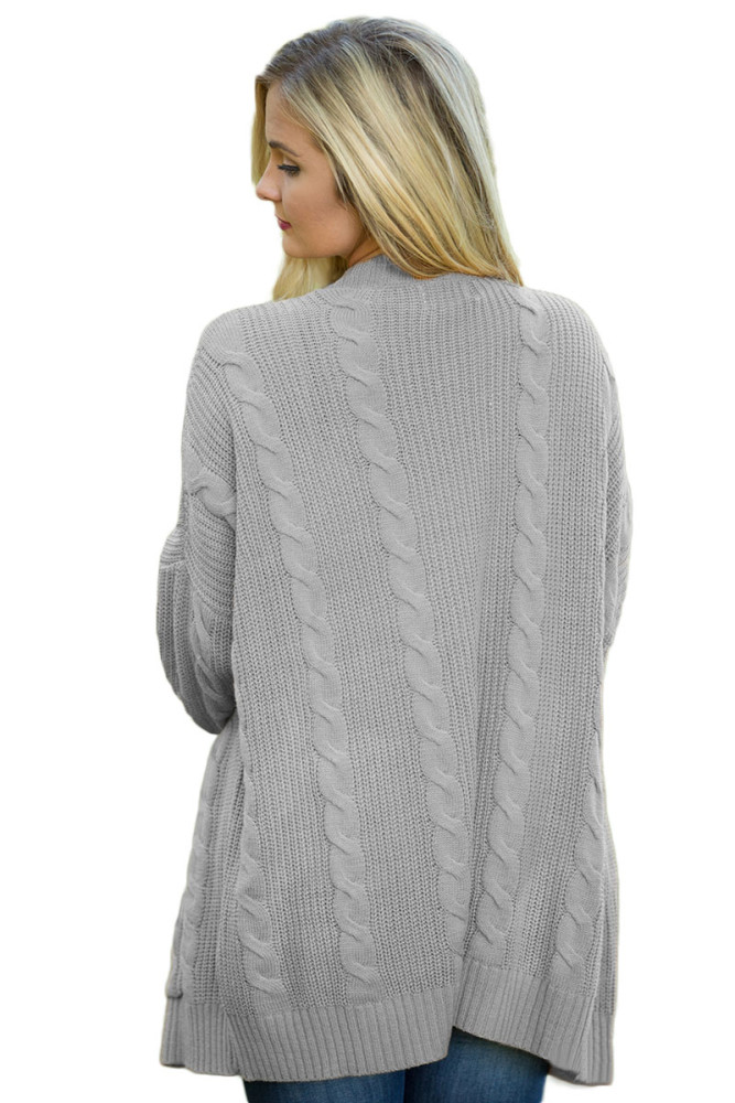 Gray Knit Texture Long Cardigan