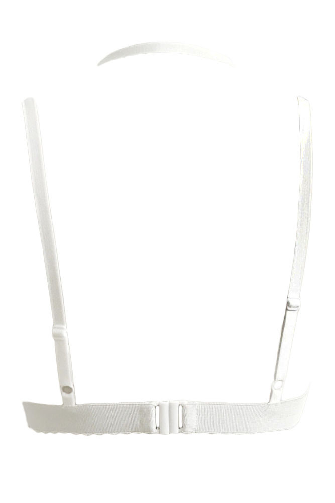 White Floral Embroidery Choker Bralette