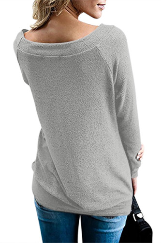 Gray Womens Off Shoulder Tunic Top