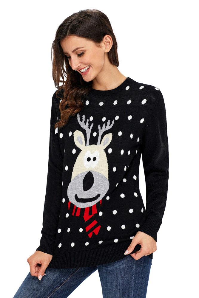 Black Christmas Reindeer Sweater