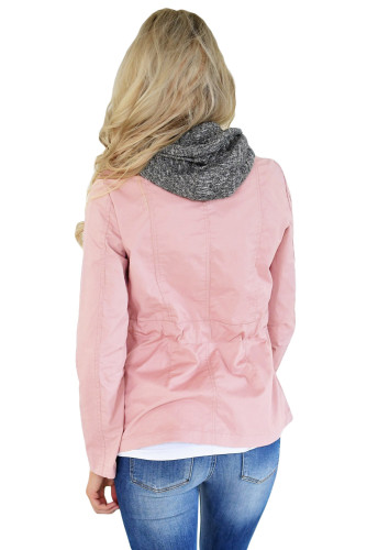Contrast Hooded Mauve Hiking Jacket