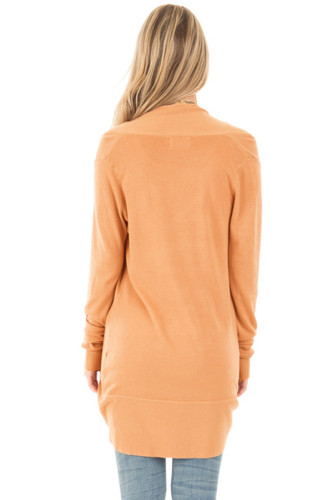 Light Orange Super Soft Long Sleeve Open Cardigan