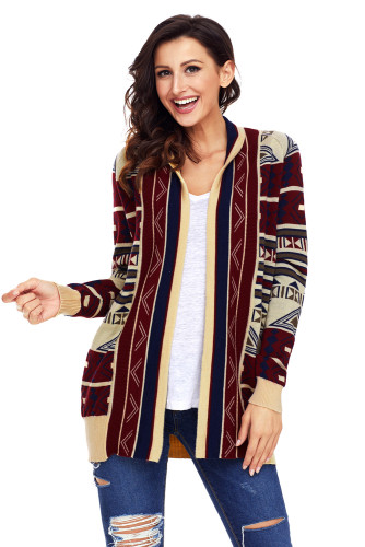 Khaki Aztec Print Cardigan