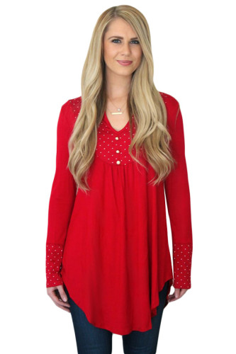 Red Polka Dot Peasant Tunic